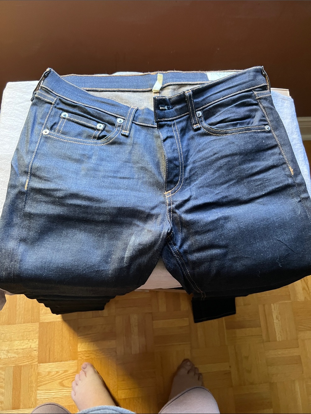 Rag and bone dark blue jeans